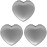 Set of 3 Contemporary Heart-Shaped Compact Mirrors with Reflective Finish (Silver)
