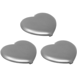 Set of 3 Contemporary Heart-Shaped Compact Mirrors with Reflective Finish (Silver)