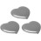 Set of 3 Contemporary Heart-Shaped Compact Mirrors with Reflective Finish (Silver)