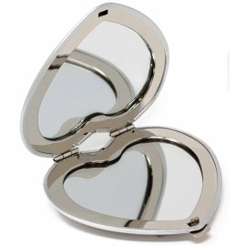 Set of 3 Contemporary Heart-Shaped Compact Mirrors with Reflective Finish (Silver)