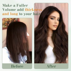 Benehair One Piece Clip in Hair Extensions Human Hair Dark Brown Hair Extensions Clip in Human Hair 22inch 3/4 Full Head Straight Remy Human Hair 5 Clips