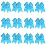 8 Inch Cheerleader Bows Ponytail Holder Solid Color Cheerleading Bows Hair Tie (Turquoise)