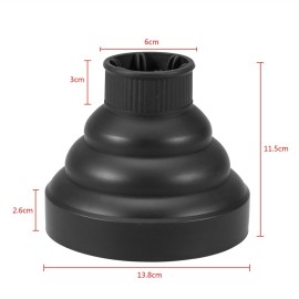 Collapsible Hair Dryer Diffuser, Foldable Hair Blow Dryer Diffuser Professional Hairdressing Salon Accessory Curling Drying Tools (Black)