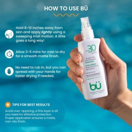 Bu SPF 30 Ultrafine WOWmist Sunscreen Spray - Clear, Non Greasy, Non Toxic, Non Comedogenic. Sweat & Water-Resistant. Travel, Sport, Sensitive Skin (Fragrance-Free, 3.3 oz)