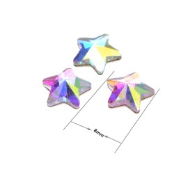 AD Beads Top Czech AB Crystal Multi-Shape Flatback Rhinestone Nail Art Decoration DIY (50 Pcs, 34. Star 8x8mm)