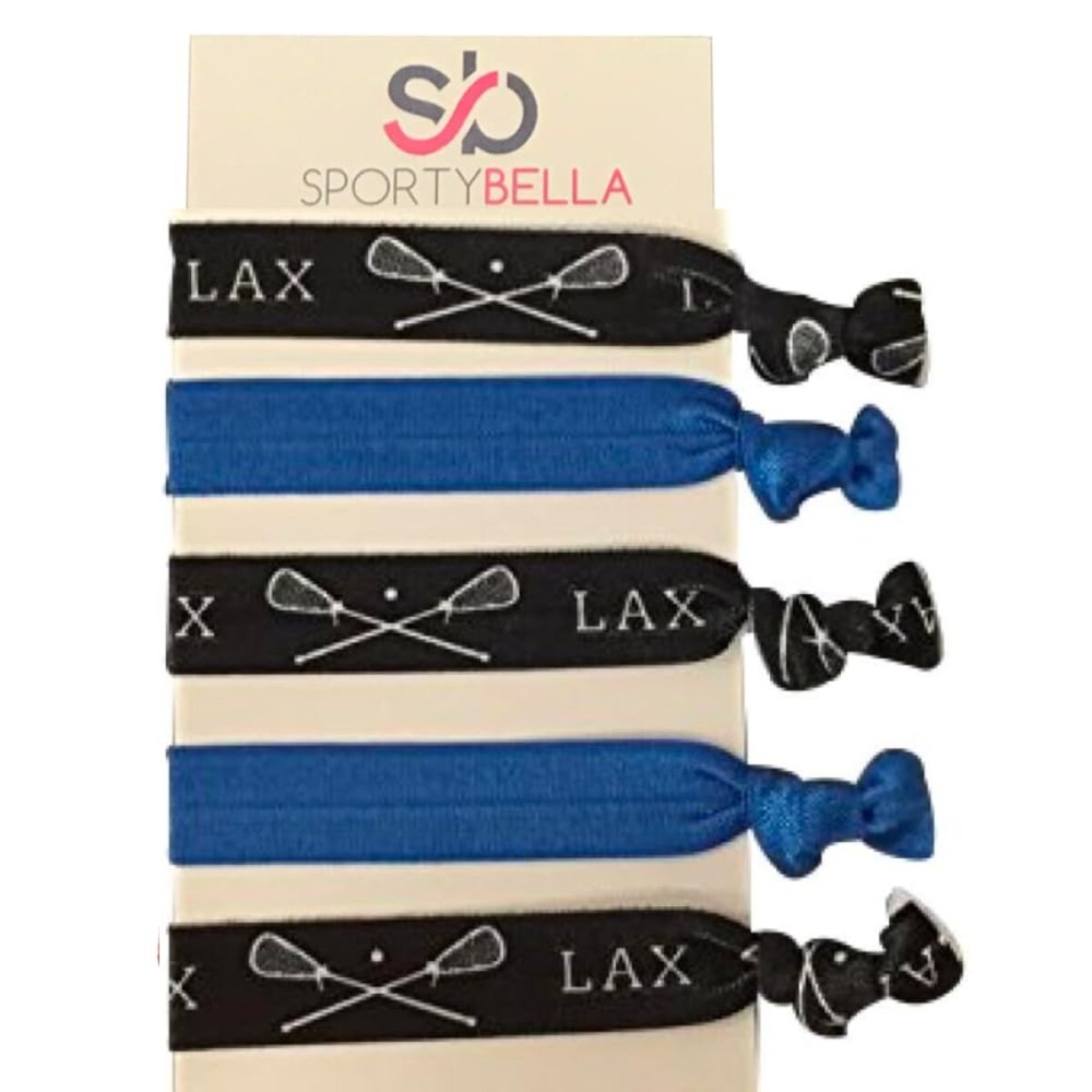 Girls Blue Hair Accessories, No Crease Hair Elastics Set, Lacrosse Gift