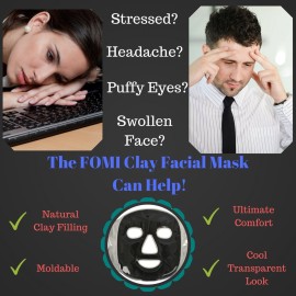 FOMI Cold Clay Facial Ice Mask | Cooling Face Mask for Acne, Swollen Face, Puffy Eyes, Dark Circles, Headache, Migraine, Sinus Relief | Fabric Backing | Natural Clay Filling (X-Large)