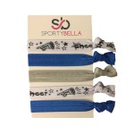 Infinity Collection - Blue Hair Ties - No Crease, No Tug Elastic Ponytail Holders for Girls, Women, Cheerleaders, Teams & Coaches - 5 Pcs