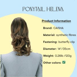 CAISHA 14 Wavy Clip On Ponytail With Butterfly Clip Hairpiece Heat-resistant Synthetic Fibres Brown Mix H128