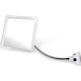 MIRRORVANA Flexible Fogless Shower Mirror for Bathroom Shaving with Height Adjustable Gooseneck Extension, 360 Swivel and Upgraded Suction Cup - Shatterproof 6.3 x 6.3 Surface