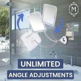 MIRRORVANA Flexible Fogless Shower Mirror for Bathroom Shaving with Height Adjustable Gooseneck Extension, 360 Swivel and Upgraded Suction Cup - Shatterproof 6.3 x 6.3 Surface