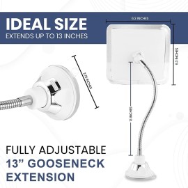 MIRRORVANA Flexible Fogless Shower Mirror for Bathroom Shaving with Height Adjustable Gooseneck Extension, 360 Swivel and Upgraded Suction Cup - Shatterproof 6.3 x 6.3 Surface