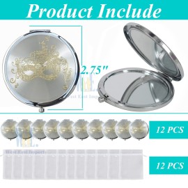 WE 12 Pcs Masquerade Mask Compact Mirrors - Quinceanera/Sweet 16 (White)