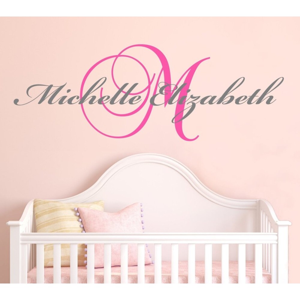 Nursery Custom Name Wall Decal Sticker, 23 W by 8 H, Girl Name Wall Decal, Girls Name, Wall Decor, Personalized, Girls Name Decor, Girls Nursery, Girls Bedroom, Plus Free White Hello Door Decal