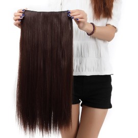 S-noilite Trendy Medium Brown 30 Straight Curly 3/4 Full Head One Piece 5clips Clip in Hair Extensions Long Poplar Style for Xmas Gifts