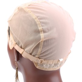 Bella Hair Double Lace Wig Cap for Making Wigs with Adjustable Straps and Combs Beige Medium Size