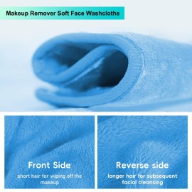 Makeup Remover Cloth Clean Towel, Reusable Facial Cleansing Towel - Chemical Free, Remove Makeup Instantly with Just Water - Money-Back Satisfaction Guaranty (1 Blue)