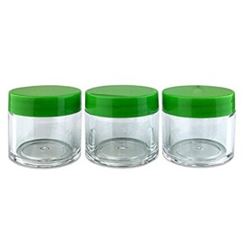 Beauticom 12 Piece 1 oz. USA Acrylic Round Clear Jars with Flat Top Lids for Creams, Lotions, Make Up, Cosmetics, Samples, Herbs, Ointments (12 Pieces Jars + Lids, GREEN)