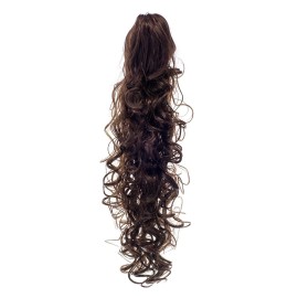 SWACC 24-Inch Long Messy Curls Claw Clip Ponytail Extensions Synthetic Drawstring Curly Ponytail Hairpiece Jaw Clip Hair Extensions (Black Auburn Mixed-1B/33)