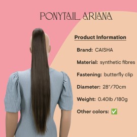 CAISHA 28 Extra Long Straight Ponytail Hairpiece Heat-resistant Synthetic Fibres Brown H163