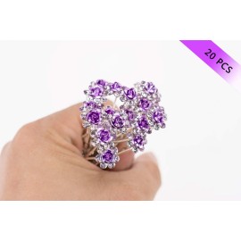 AKOAK 20 Pcs/Lot Women Wedding Bridal Clear Crystal Rhinestone Rose Flower Hair Pin Clips Hair Accessories Jewelry Barrettes HeadwearPurple AKOAK 20 Pcs/Lot Women Wedding Bridal Clear Crystal Rhinestone Rose Flower Hair Pin Clips Hair Accessories Jewelry Barrettes HeadwearPurple