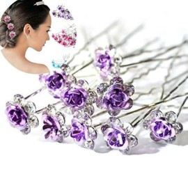 AKOAK 20 Pcs/Lot Women Wedding Bridal Clear Crystal Rhinestone Rose Flower Hair Pin Clips Hair Accessories Jewelry Barrettes HeadwearPurple AKOAK 20 Pcs/Lot Women Wedding Bridal Clear Crystal Rhinestone Rose Flower Hair Pin Clips Hair Accessories Jewelry Barrettes HeadwearPurple