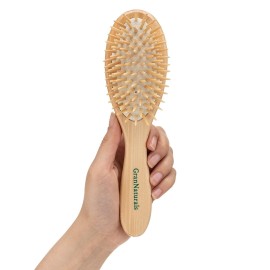 GranNaturals Wooden Brush with Wooden Bristles -Oval Wood Curly Hair Brush for Detangling and Styling for Womens Hair
