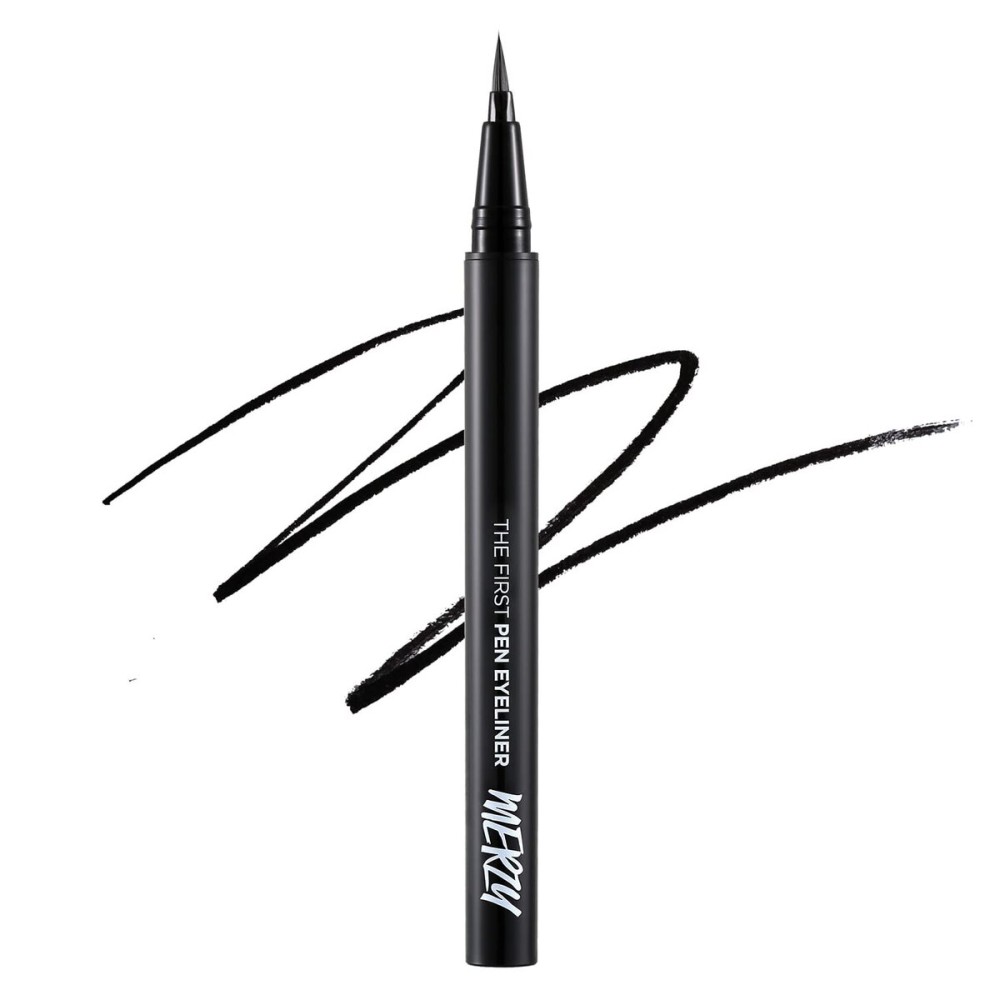 MERZY The First Pen Liquid Eye Liner | Waterproof Eyeliner, Long Lasting, Smudge-Resistant, High-Intensity Pigmented Color, Brush Tip Eyeliner | (P1, Black, OREO)