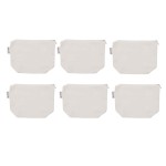 Augbunny 100% Cotton 12oz Canvas Zipper Cosmetic Makeup Jewlery Pouch Coin Cash Purse Change Holder 6-Pack White