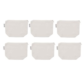Augbunny 100% Cotton 12oz Canvas Zipper Cosmetic Makeup Jewlery Pouch Coin Cash Purse Change Holder 6-Pack White