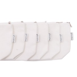 Augbunny 100% Cotton 12oz Canvas Zipper Cosmetic Makeup Jewlery Pouch Coin Cash Purse Change Holder 6-Pack White