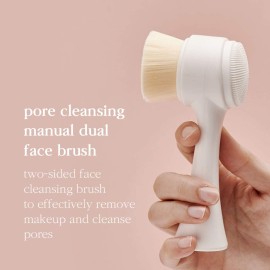 Nooni Pore Cleansing Tool - Manual Dual Brush | Facial Massager and Exfoliator, Soft Bristle & Silicone Brush 1 Count