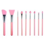 LORMAY 9 Pcs Silicone Makeup Brush Set: Applicator for Face Care, Eyeliner, Eyebrow, Eye Shadow, Lip Makeup and UV Epoxy Resin Crafts (Pink)