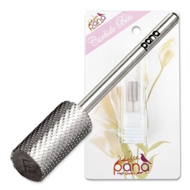 PANA Professional 3/32 Shank Size - Flat Top Large Barrel Silver Carbide Bit - Fine Grit - Nail Drill Bit for Dremel Machine