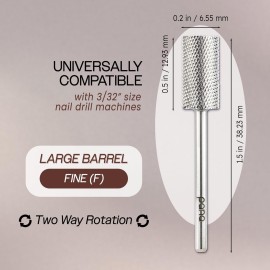 PANA Professional 3/32 Shank Size - Flat Top Large Barrel Silver Carbide Bit - Fine Grit - Nail Drill Bit for Dremel Machine PANA Professional 3/32 Shank Size - Flat Top Large Barrel Silver Carbide Bit - Fine Grit - Nail Drill Bit for Dremel Machine