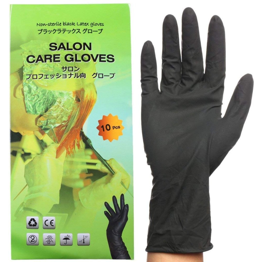 PERFEHAIR Black Reusable Latex Gloves, Salon Hair Color Dye Gloves-Medium Size (Pack of 10) PERFEHAIR Black Reusable Latex Gloves, Salon Hair Color Dye Gloves-Medium Size (Pack of 10)
