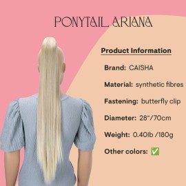 CAISHA by PRETTYSHOP 28 Extra Long Straight Ponytail Hairpiece Heat-resistant Synthetic Fibres Lightblond H161