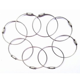 Jinsully 8pcs Stainless Steel Cable Key Ring Keychain with Screw Lock for Outdoor Sports (200mm)