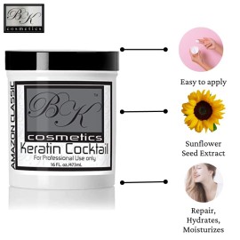 BK Cosmetics Amazon Classic Keratin Cocktail Mask (16.oz) - Effective Keratin Hair Relaxer - Made in USA - Anti Frizz Hair Mask - Smoothing, Moisturizing, Nourisher