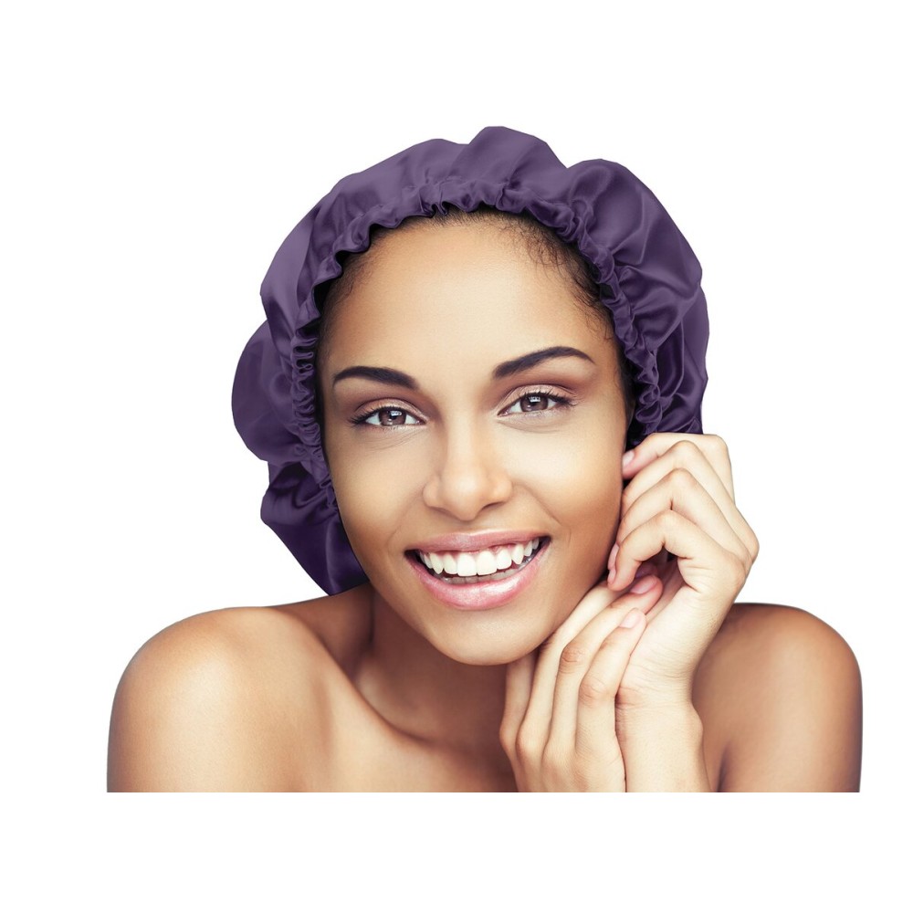 Glow By Daye Satin Bonnet, Double-Layered and Adjustable Satin Sleep Cap, Extra Large, Reversible Purple Reign