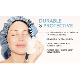 Glow By Daye Satin Bonnet, Double-Layered and Adjustable Satin Sleep Cap, Extra Large, Reversible Purple Reign