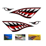 Alemon Shark Teeth Mouth Reflective Decals Graphics Sticker Fishing Boat Canoe Car Truck Kayak Decals Accessories,14.8 x 5.0 inches