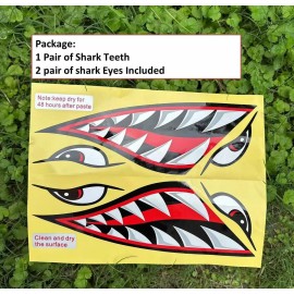 Alemon Shark Teeth Mouth Reflective Decals Graphics Sticker Fishing Boat Canoe Car Truck Kayak Decals Accessories,14.8 x 5.0 inches