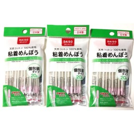 3 X Daiso Japan Sticky Head Cotton Buds 20 Pieces Swab