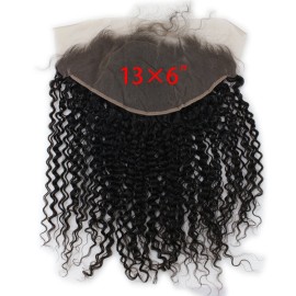 Dreambeauty 136 Lace Frontal Closure Jerry Curl Brazilian Virgin Human Hair Free Part Ear to Ear Full Lace Frontal Bleached Knots with Baby Hair Natural Color (20 inch)