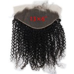 Dreambeauty 136 Lace Frontal Closure Jerry Curl Brazilian Virgin Human Hair Free Part Ear to Ear Full Lace Frontal Bleached Knots with Baby Hair Natural Color (16 inch)
