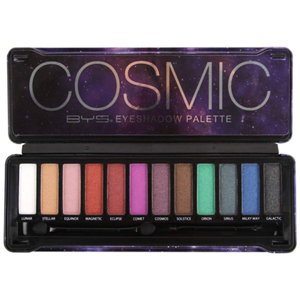 BYS Cosmic Eyeshadow Palette Tin with Mirror & Applicator 12 Shades Shimmer Unicorn Bold Bright Neon Galaxy BYS Cosmic Eyeshadow Palette Tin with Mirror & Applicator 12 Shades Shimmer Unicorn Bold Bright Neon Galaxy