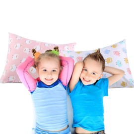 Kids Toddler Pillowcases - 2 Pack Pillowslip Case Fits Pillows Sized 13 x 18 or 12x 16 for Kids Bedding Pillow Cover Pink/White Owl Baby Pillow Cases - by UOMNY