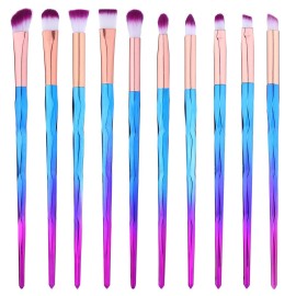 10Pcs Eye Shadow Brush Set Unicorn Eye Makeup Brushes for Shading or Blending of Eyeshadow Powder Eyebrow Highlighter Concealer Cosmetics Brush Tool