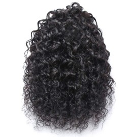Raw Remy Virgin 100 Human Hair Water Wavy Curly Hair Piece Clip-in Top Closure Ponytail Hair Extension Wet& Wavy Curly Drawstring Puff Ponytail Hairpiece 12inch Natural Curly Ponytail